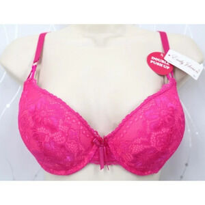 VS Bombshell Inspired Adds 2 Cups Ultimate Pushup Bra 38B Dark Pink Lace